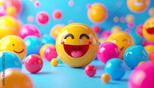 Vibrant celebration of World Emoji Day with a playful composition of 3D emoji, digital expression and communication.

