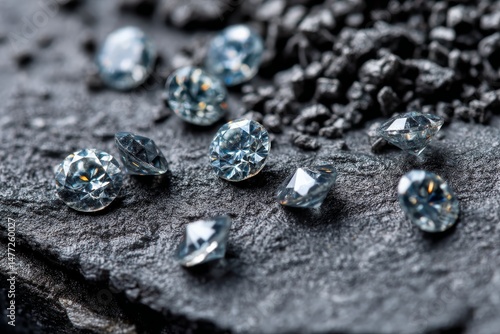 Wallpaper Mural Sparkling crystals scattered over dark mineral surface under bright light in a well-lit setting Torontodigital.ca