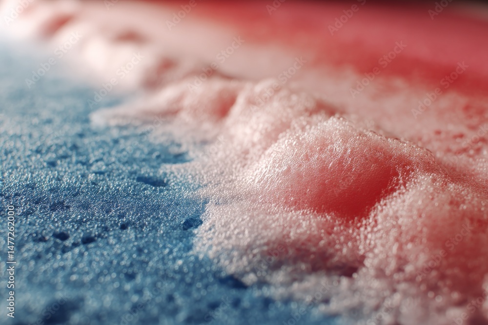 Fototapeta premium Colorful foam waves on a smooth surface create a dynamic visual in red and blue tones