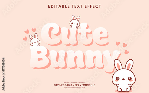 Editable cute bunny text effect, with cute bunny characters