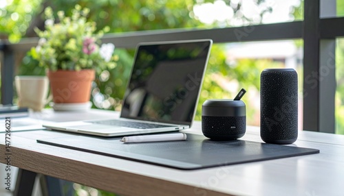 Wallpaper Mural Modern Outdoor Workspace with Bluetooth Speaker and Desk Mat Torontodigital.ca