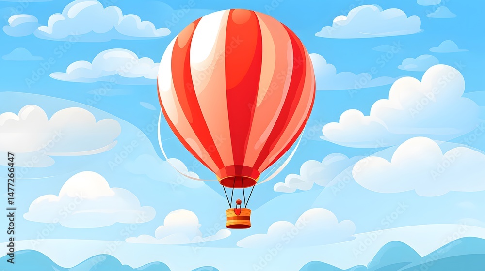 Obraz premium Colorful Hot Air Balloon Flying in the Sky, Transport Concept Image