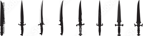Hunting Knife silhouettes vector on transparent white background