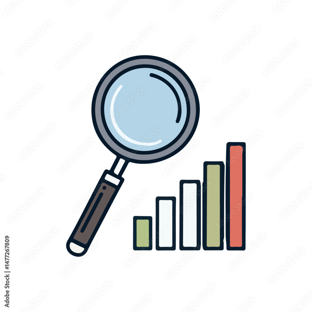 magnifying glass with graph magnifying glass with graph