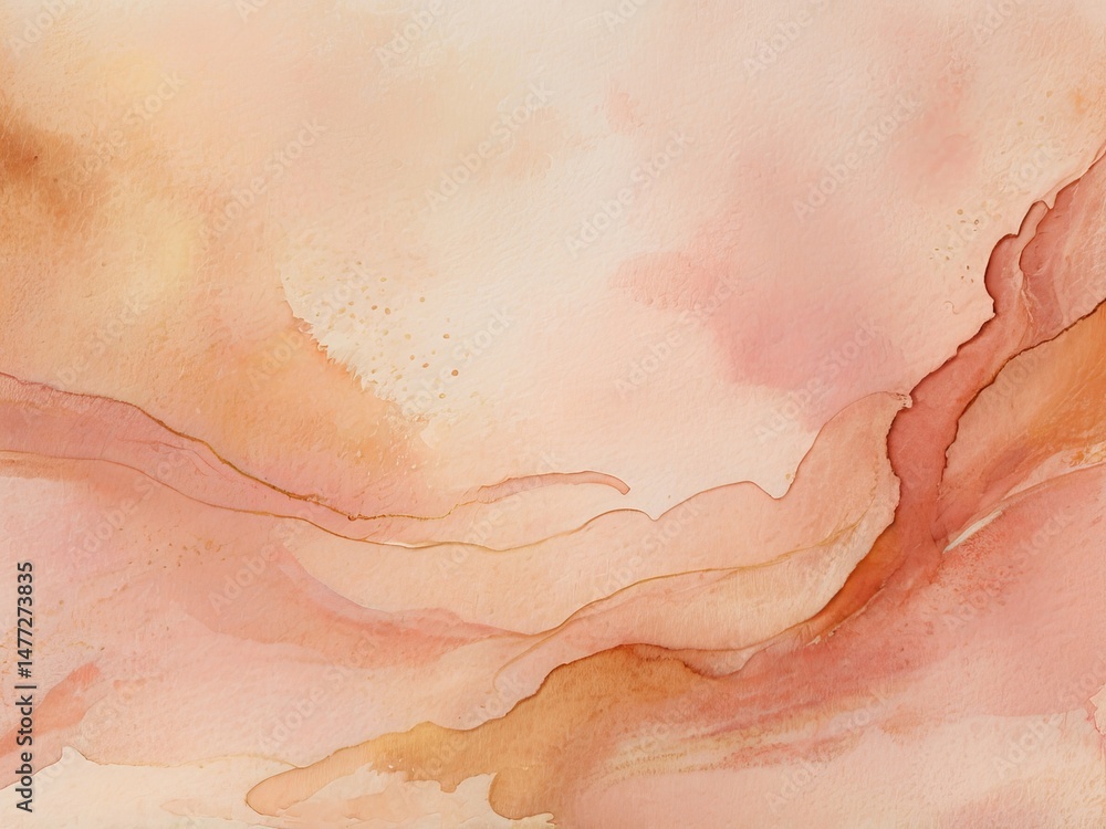 Fototapeta premium Abstract watercolor background with warm peach tones and fluid texture. Soft pastel gradient ideal for elegant creative projects.