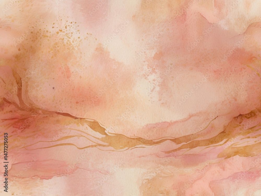 Fototapeta premium Abstract watercolor with pink and violet shades, highlighted by golden streaks. Luxurious texture for design and decoration.