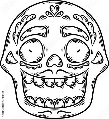 skull mask mexico hand drawn
