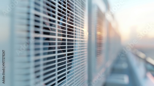 Outdoor Air Conditioning Units Close-up View on Rooftop