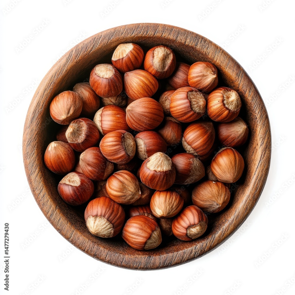 Fototapeta premium Hazelnuts in a wooden bowl