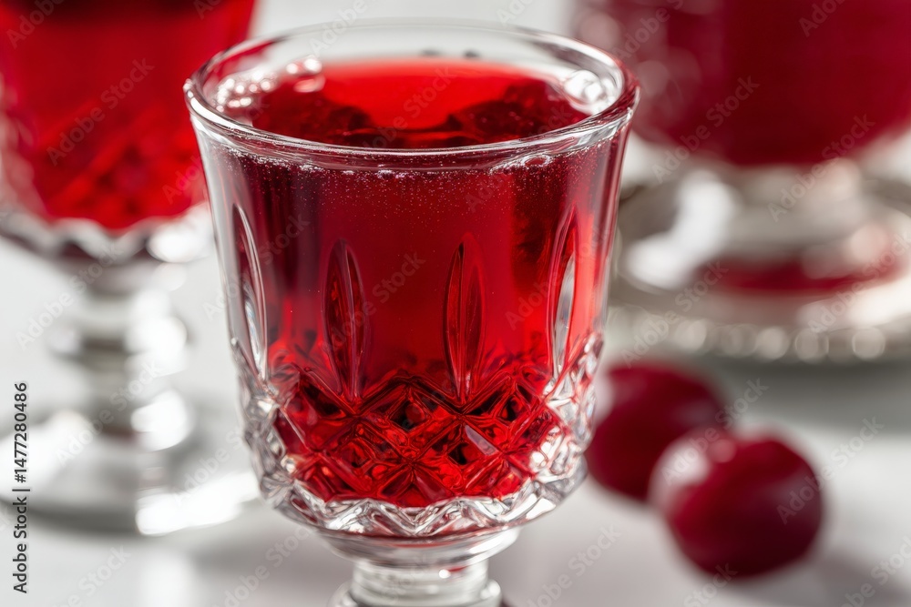 Refreshing cherry beverage served in elegant glassware at a summer gathering Refreshing cherry beverage served in elegant glassware at a summer gathering