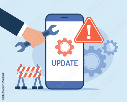 Smartphone Repair System Update Illustration Flat Design