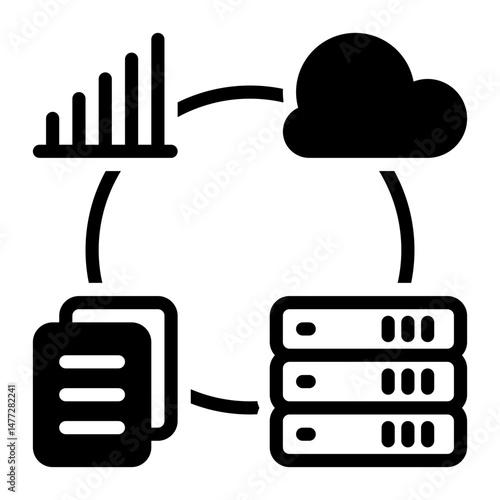 Big data icon, glyph icon style