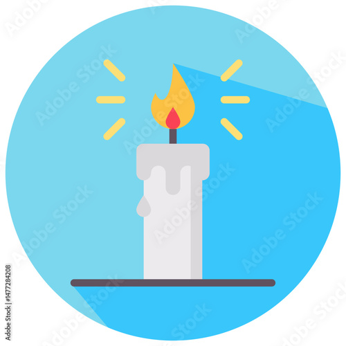 candle vector round flat icon