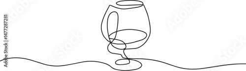decorative one line continuous artline drink wine glass for invitation party