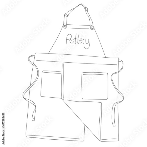 black and white pottery apron outline clip art preview