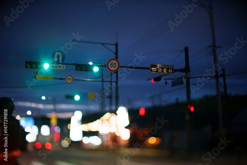 City Traffic Lights Glowing in the Stillness of Night
