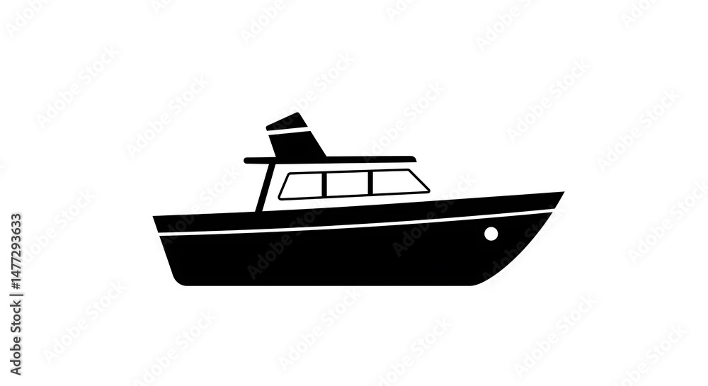Naklejka premium Yacht Vector Illustration Isolated on White Background