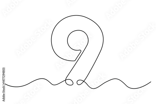 Number nine continuous one line drawing of number 9. editable One line drawing of number 9 icon. Vector illustration
