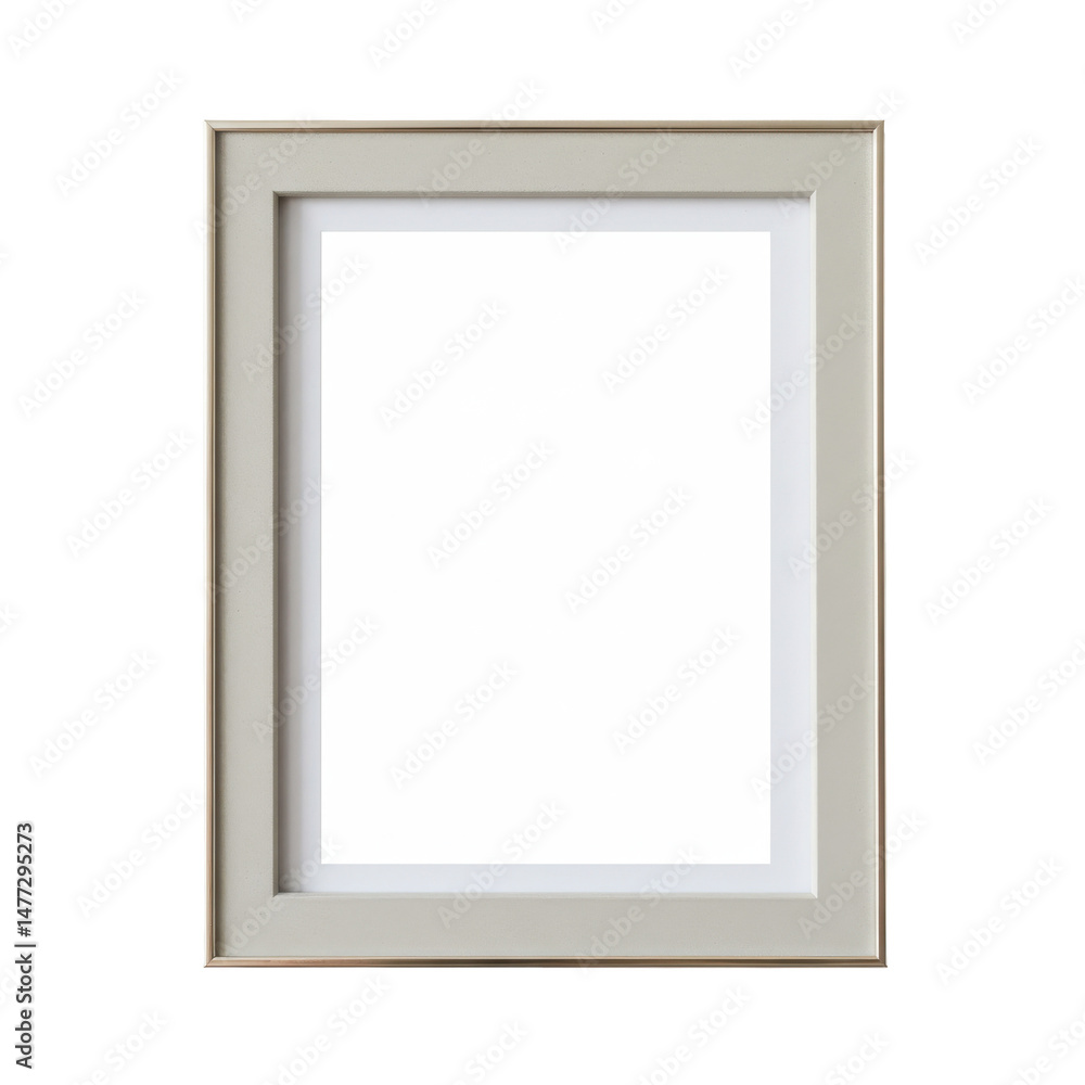 Rectangular frame with a neutral color, surrounding a blank white space for content display Rectangular frame with a neutral color, surrounding a blank white space for content display
