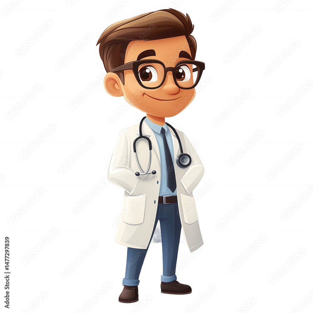 Cartoon Boy Doctor on Transparent Background Cartoon Boy Doctor on Transparent Background