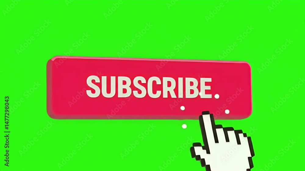 Pop up youtube subscribe like bell icon button clicked animation motion graphic, Isolated on chroma green screen.
