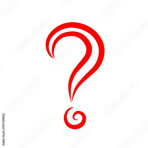 Crimson Question: A Curvilinear Mark on Deep Black Reflecting Thought
