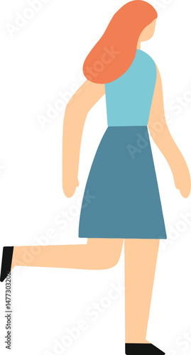 Female cartoon character minimal style, vector.