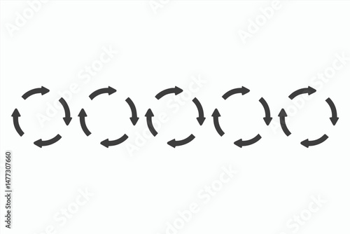 Five Circular Arrows Rotating Counterclockwise Graphic Design Elements