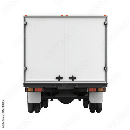 Rear view of delivery truck isolated on transparent background