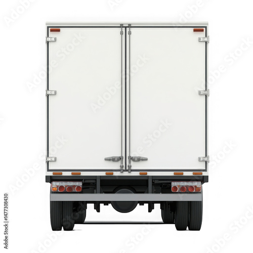 Back of a white truck isolated on transparent background