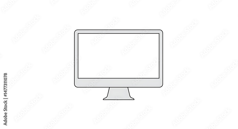 Computer Screen Graphic Illustration on White Background Computer Screen Graphic Illustration on White Background