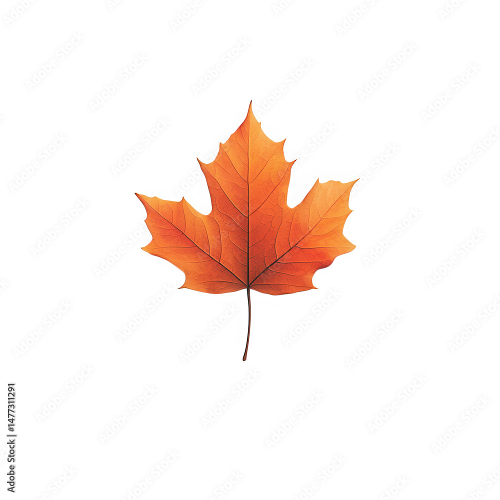 Fototapeta premium Maple leaf in autumn colors isolated on transparent background