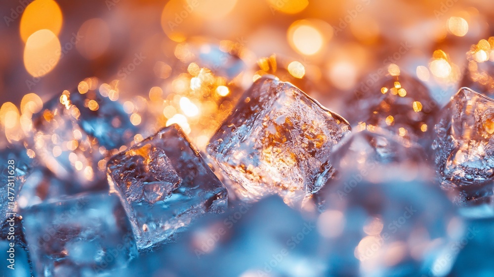 Close-up of vibrant ice cubes Close-up of vibrant ice cubes
