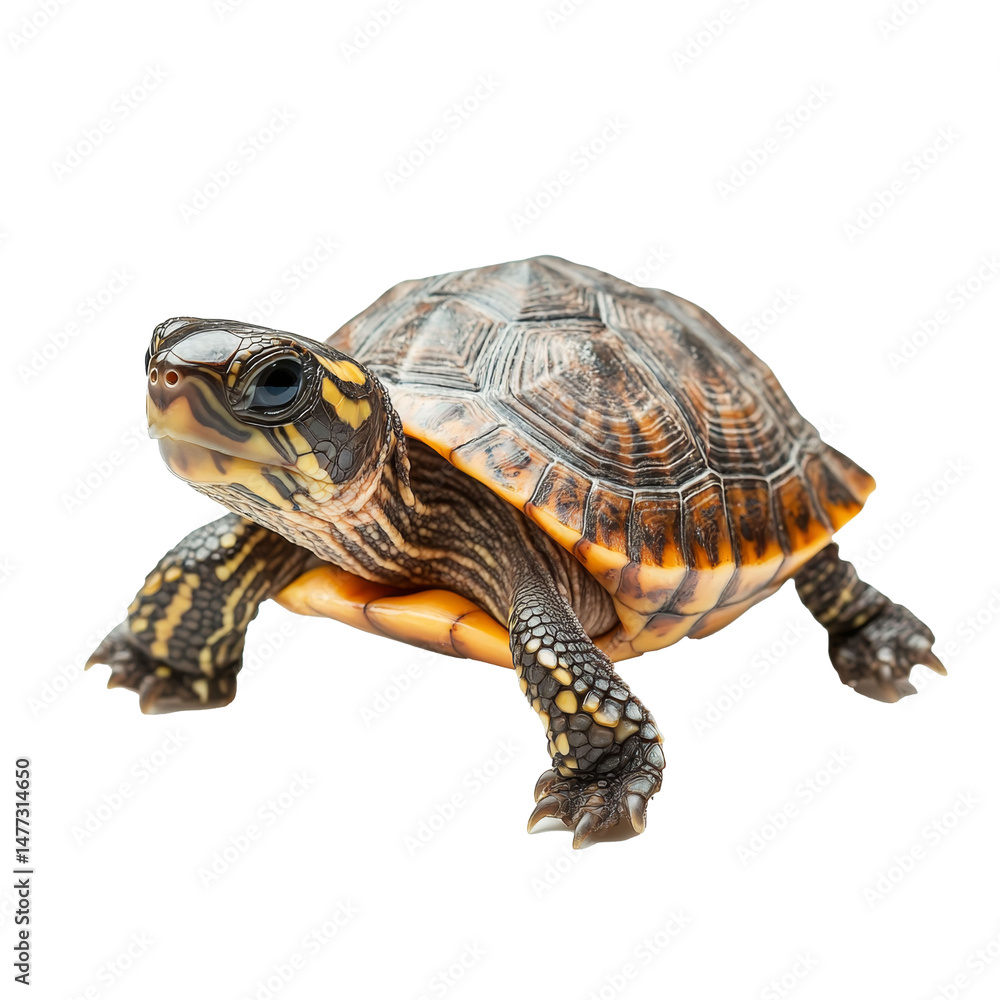 exotic amphibian turtle on a transparent background, emphasizing its unique features, shell texture, and natural beauty exotic amphibian turtle on a transparent background, emphasizing its unique features, shell texture, and natural beauty