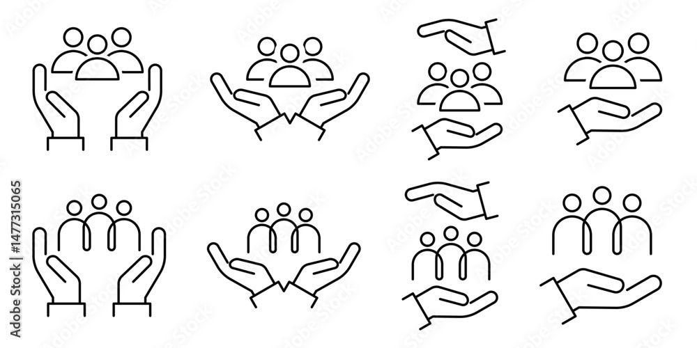 Fototapeta premium An Inclusive Worker Icon set. Community Care. Inclusion Social Equity. Help or support Employee. Gender Equality Symbol. Vector illustration.