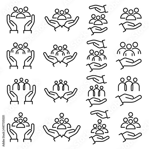 An Inclusive Worker Icon set. Community Care. Inclusion Social Equity. Help or support Employee. Gender Equality Symbol. Vector illustration.