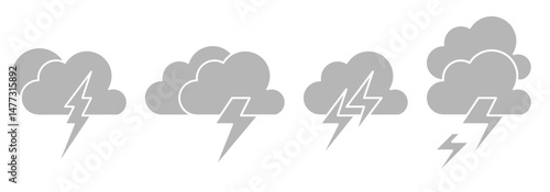 thunder cloud icon sheet vector symbol of weather illustration