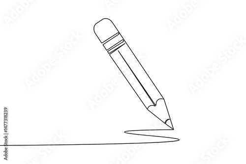 Pencil icon continuous one line drawing isolate outline vector illustration