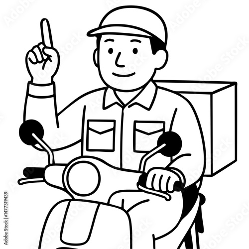 Delivery man on motorbike bring boxes