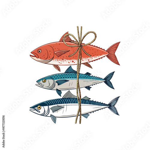 Fish on White Background – Isolated Marine and Freshwater Fish Illustration or Photo