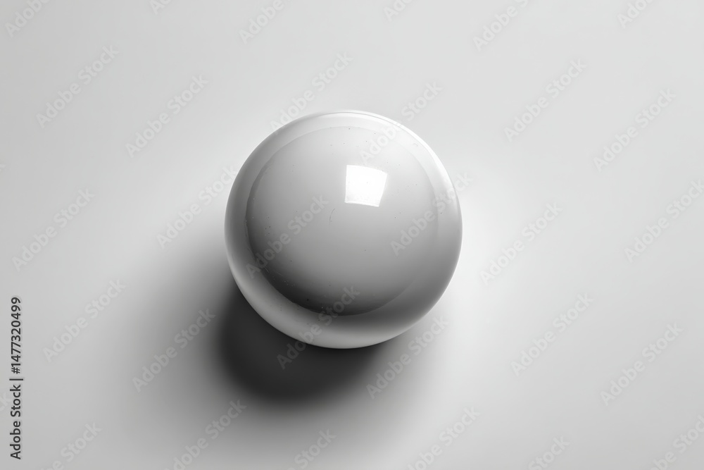 Reflective white sphere on smooth surface creates intriguing visual contrast in minimalistic setting Reflective white sphere on smooth surface creates intriguing visual contrast in minimalistic setting