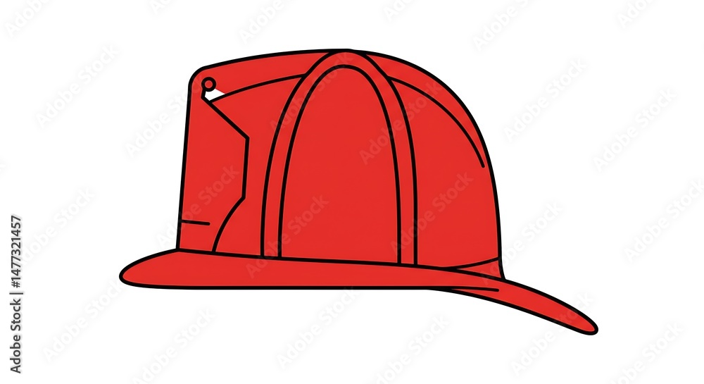 Fototapeta premium Red Firefighter Helmet Illustration on White Background