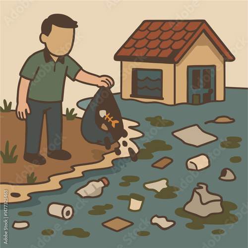 people who litter carelessly causing flooding