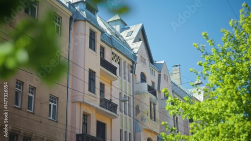 Wallpaper Mural Stunning and Beautiful Residential Architecture Impressively Displayed Beneath a Clear and Bright Blue Sky Torontodigital.ca