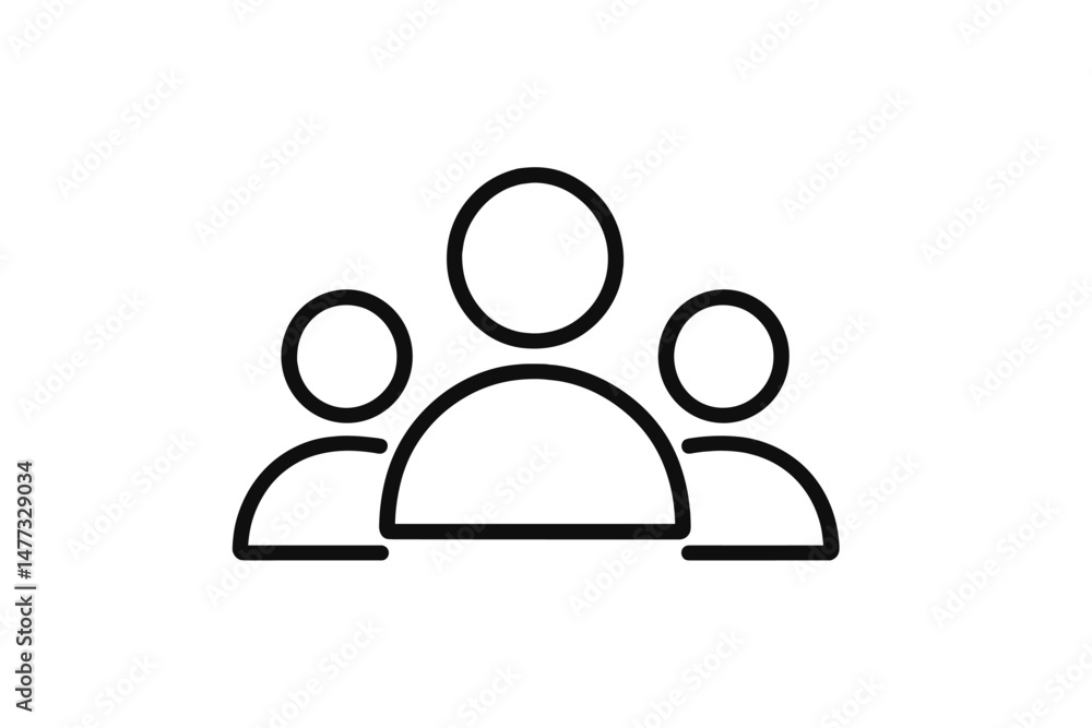 Vector icon depicting three diverse individuals in a grouped composition, showcasing teamwork and collaboration Vector icon depicting three diverse individuals in a grouped composition, showcasing teamwork and collaboration