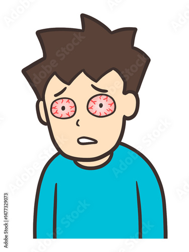 充血した赤い目の男性