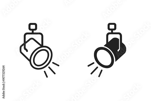 Vector icon of two spotlights with different styles representing theatrical or stage lighting concepts
