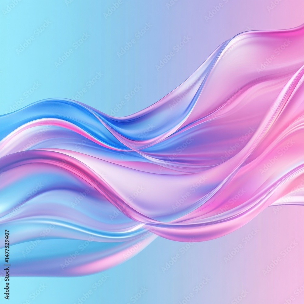 Fototapeta premium Abstract Fluid Wave in Motion with Blue and Pink Gradient Colors Digital Art Background
