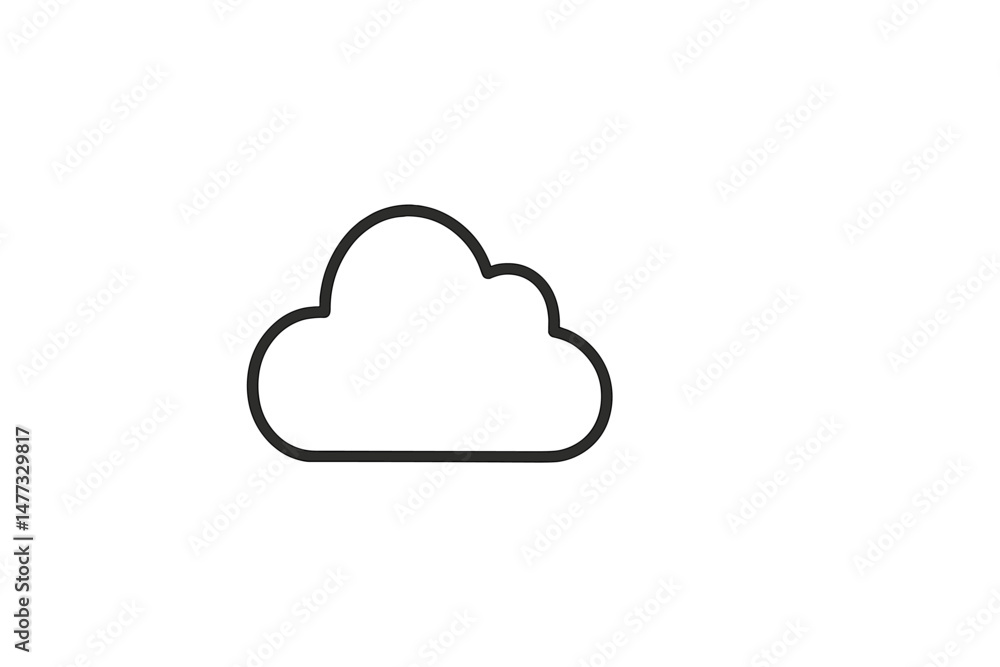 Simple vector icon of a cloud representing weather concepts and digital storage applications in a minimalist design Simple vector icon of a cloud representing weather concepts and digital storage applications in a minimalist design