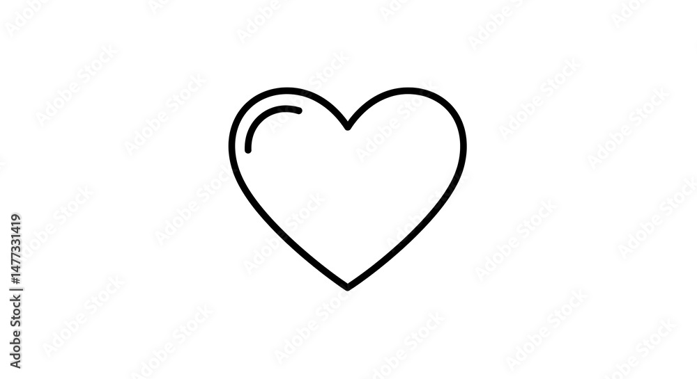 Heart Outline on White Background Simple Love Symbol Heart Outline on White Background Simple Love Symbol